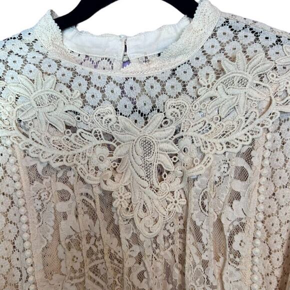 Torrid Lace Long Sleeve Top High Neck Button Back Collar Size1(14/16) Brand New - Picture 4 of 10